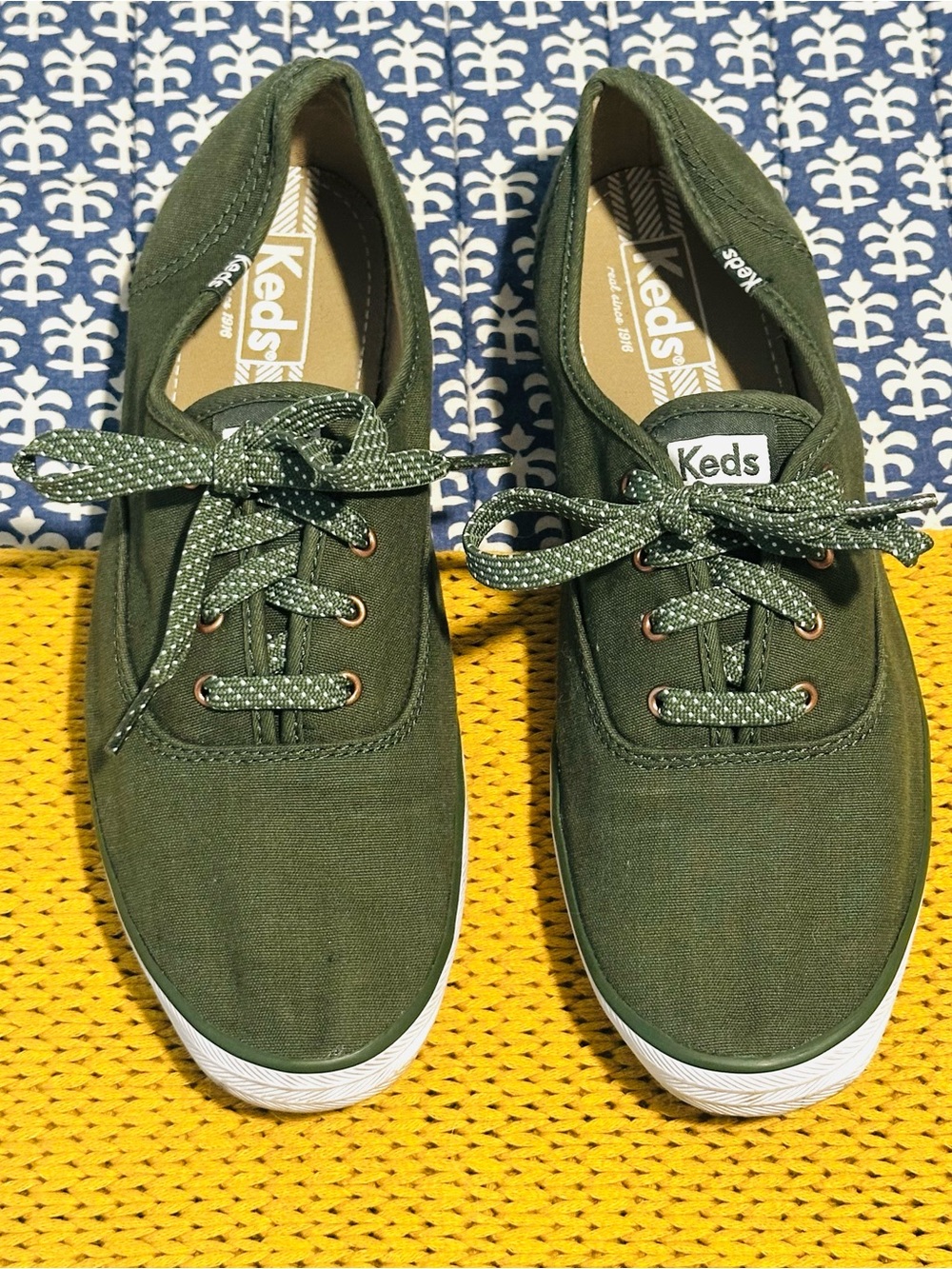 Keds Olive Canvas Lace-Up Sneakers